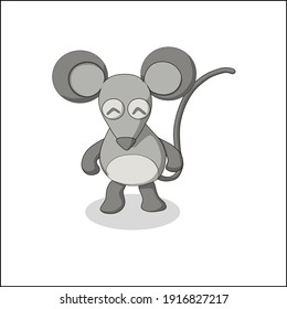 Ratón gris de dibujos animados. Aislado. Vector modificable.