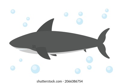 Cartoon Grey Shark Clipart Icon In Flat Vector Illustration Design Sea Animals