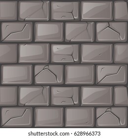 Cartoon Grey Stone Wall Texture, Set Seamless Background