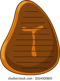 Cartoon Grilled T-Bone Steak. Vector Hand Drawn Illustration Isolated On Transparent Background