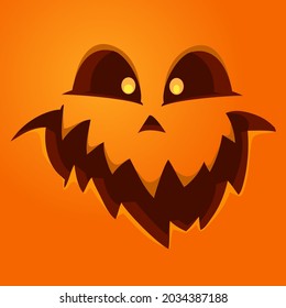 Cartoon grim angry Halloween pumpkin head with scary face expression. Vector illustration of jack-o-lantern monster character design with carved emotion isolated