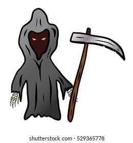 Cartoon grim reaper holding a scythe