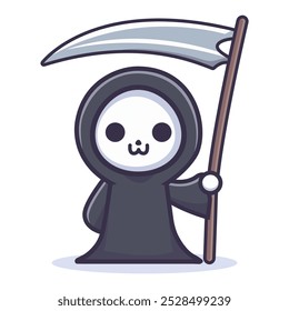 cartoon grim reaper with scythe halloween character vector illustration template design