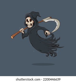 Cartoon Grim reaper. Vector clip art illustration with simple gradients. All on a single layer.vector design