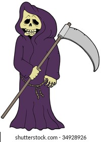 Cartoon grim reaper - vector illustration.