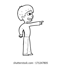 apuntando a un niño que graba caricatura