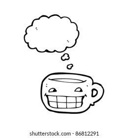 cartoon grinning coffee mug