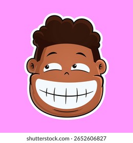 Cartoon Grinning Face Confident and Mischievous Character Expression