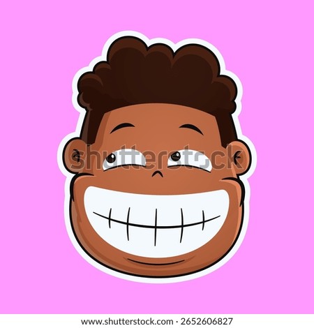 Cartoon Grinning Face Confident and Mischievous Character Expression