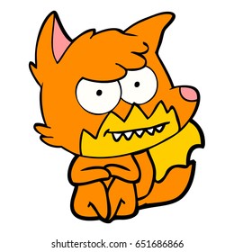 cartoon grinning fox sitting
