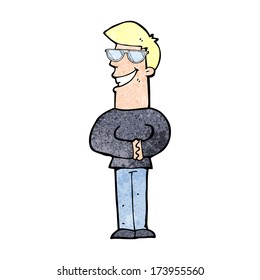 cartoon grinning man with glasses