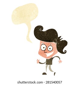 cartoon grinning man with speech bubble