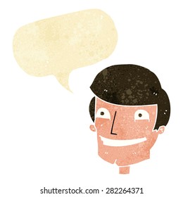 cartoon grinning man with speech bubble