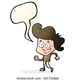 hombre sonriente de caricatura con burbuja de habla