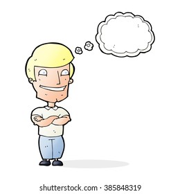 Cartoon-Grinser mit Denkblase