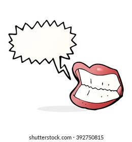 cartoon grinning mouth with speech bubble