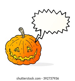 calabaza de estribo de dibujos animados con burbuja de habla