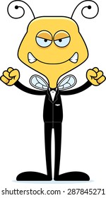 A cartoon groom bee looking angry.