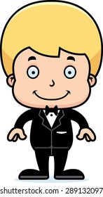 A cartoon groom boy smiling.