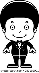A cartoon groom boy smiling.