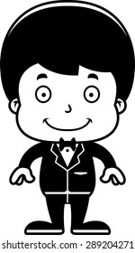 A cartoon groom boy smiling.