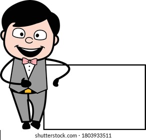 Auge de caricatura con pancarta vacía