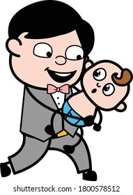 Dibujo Groom con un personaje de bebé Ilustración de diseño