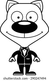 A cartoon groom kitten smiling.