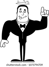 A cartoon groom looking drunk.