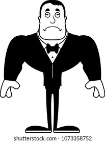 A cartoon groom looking sad.
