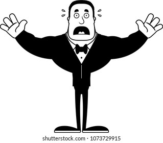 A cartoon groom looking scared.