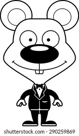 A cartoon groom mouse smiling.