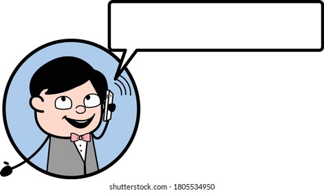 Cartoon Groom on Phone Vector Illustration Design