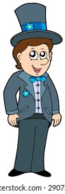 Cartoon groom on white background - vector illustration.