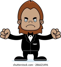 A cartoon groom sasquatch looking angry.