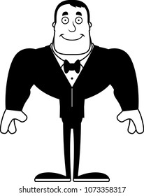 A cartoon groom smiling.