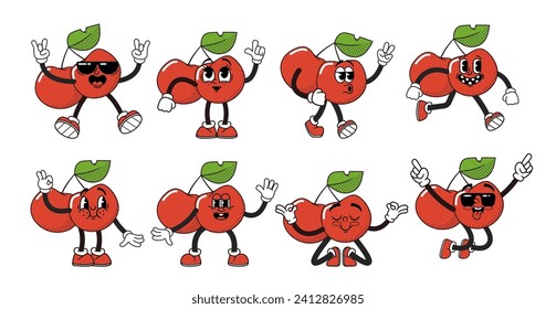 Cartoon Groovy Cherry Vivacious Character With A Penchant For Vibrant Fashion And A Love For Retro Music