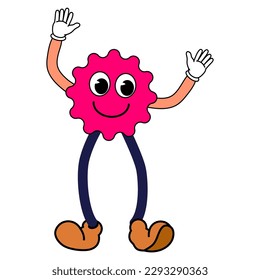 Cartoon Groovy funny cartoon smile character, vintage. Funky comic bright emoticon star sticker