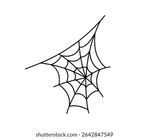 Cartoon groovy Halloween cobweb symbol. Isolated vector spooky and creepy arachnid spiderweb, sinister spider web, eerie retro decoration, embodies essence of horror, danger, and season chilling fear