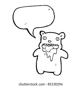 cartoon gross bear with speech bubble