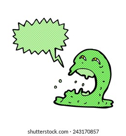 cartoon gross ghost with speech bubble