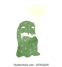 fantasma bruto de caricatura con burbuja de habla