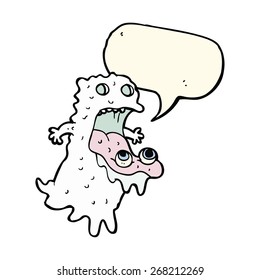 cartoon gross ghost with speech bubble