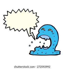cartoon gross ghost with speech bubble
