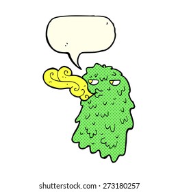 cartoon gross ghost with speech bubble