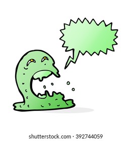 cartoon gross ghost with speech bubble
