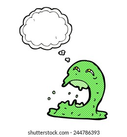 cartoon gross ghost with thought bubble