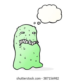 cartoon gross ghost with thought bubble