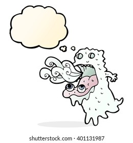cartoon gross ghost with thought bubble