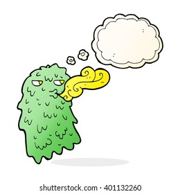 cartoon gross ghost with thought bubble